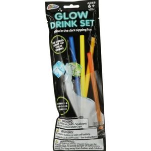 3 x Glow Drink Sets of 4 straws & 2 Ice Cubes NIP